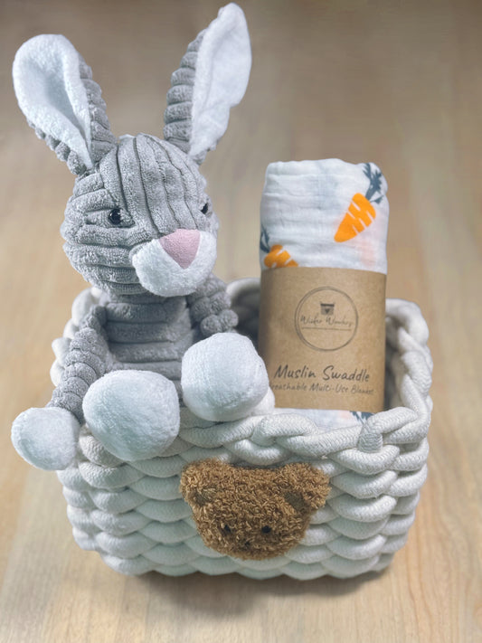 Little Wonder Basket - Grey Rabbit and Carrots
