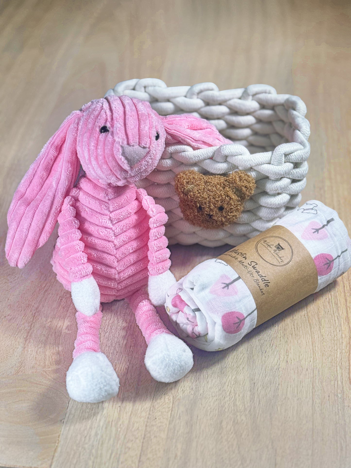 Little Wonder Basket - Pink Rabbit and Trees