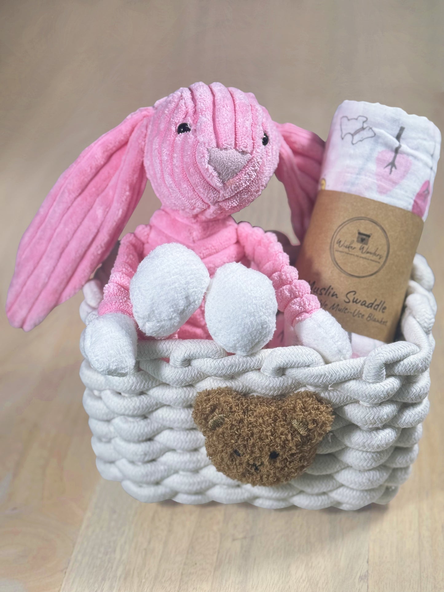 Little Wonder Basket - Pink Rabbit and Trees